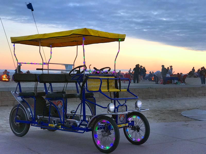 Surrey Bike Night Rides at Waterfront Adventures in Huntington Beach, CA