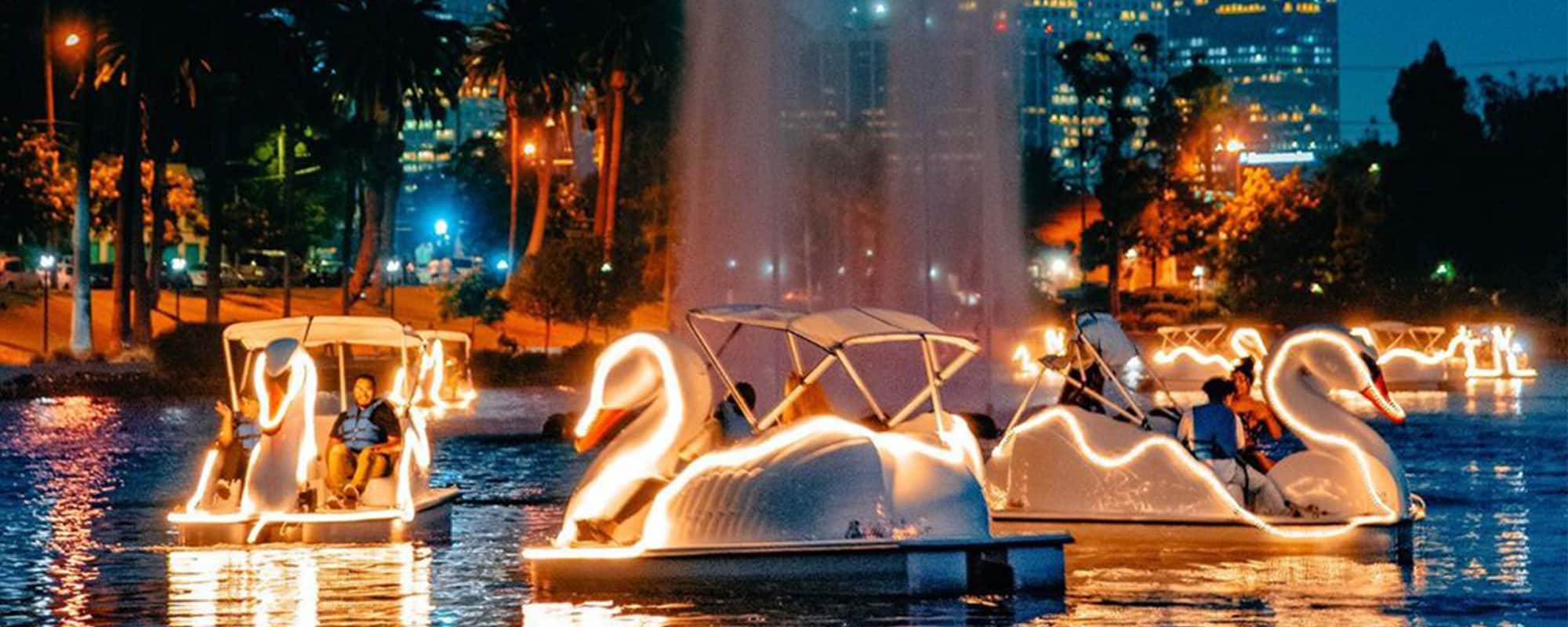 Echo Park Swan Night Rides Offered Year Round Wheel Fun Rentals