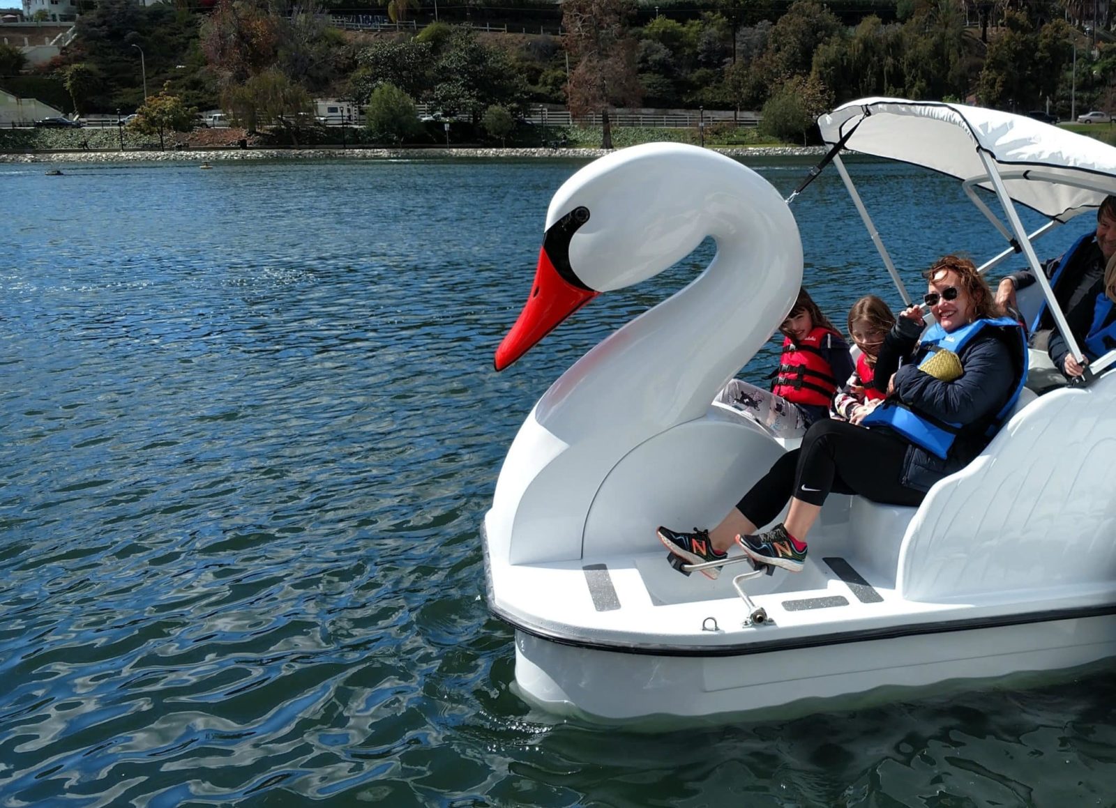 Swan boat rentals from Wheel Fun Rentals in Echo Park